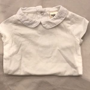 NWOT Oshkosh White Eyelet Collared Onesie 9m